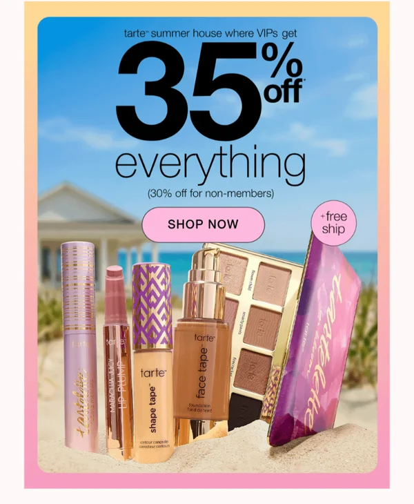 Tarte: 35% off sitewide + free shipping & GWP
