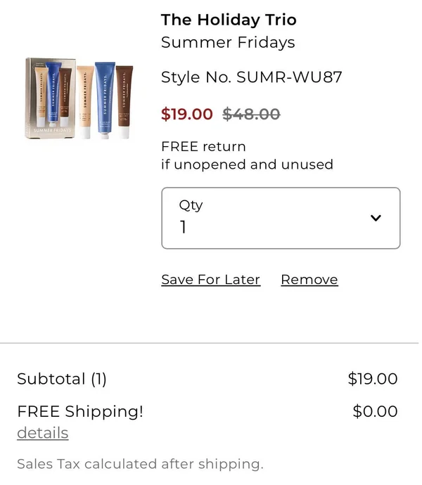 Summer Fridays Holiday Kit $19 at Revolve